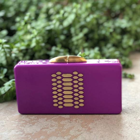 Thale Blanc Handbags - Thale Blanc Ciara Studded Plexiglas Leather Clutch